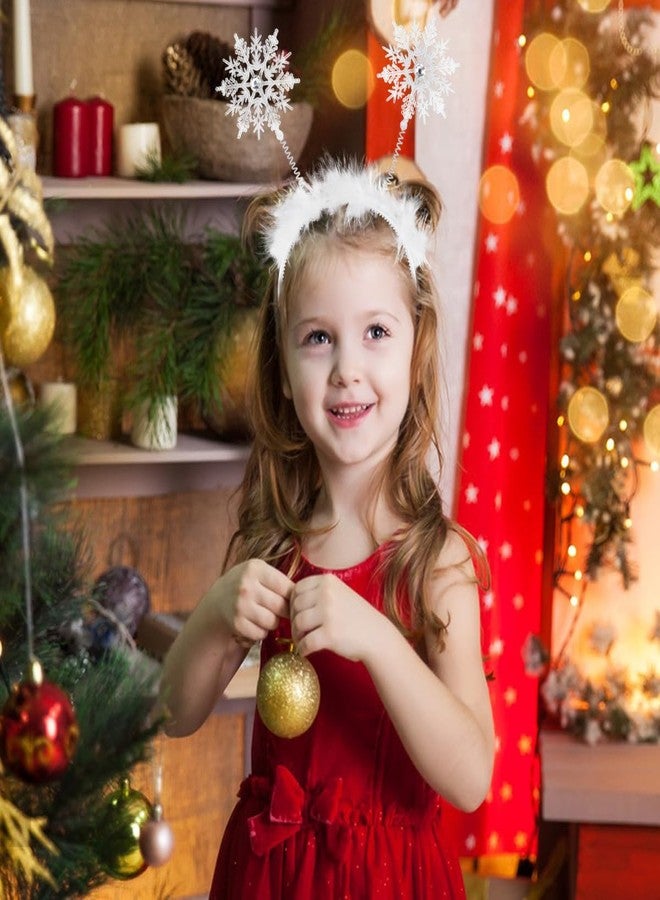 Doneace Snowflakes Headband Glitter Christmas Head Boppers Hair Band Winter Xmas Snowflake Hair Hoops Holiday Party Hair Accessories Decoration For Adults And Kids - Image 2